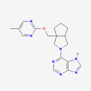 molecular formula C18H21N7O B12248821 6-(3a-{[(5-methylpyrimidin-2-yl)oxy]methyl}-octahydrocyclopenta[c]pyrrol-2-yl)-9H-purine 