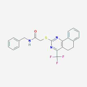 molecular formula C22H18F3N3OS B1224888 N-(苯甲基)-2-[[4-(三氟甲基)-5,6-二氢苯并[h]喹唑啉-2-基]硫基]乙酰胺 