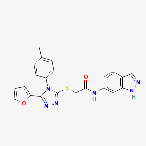 molecular formula C22H18N6O2S B1224889 2-[[5-(2-呋喃基)-4-(4-甲苯基)-1,2,4-三唑-3-基]硫]-N-(1H-吲唑-6-基)乙酰胺 