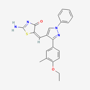 molecular formula C22H20N4O2S B1224891 (5E)-2-amino-5-[[3-(4-ethoxy-3-methylphenyl)-1-phenylpyrazol-4-yl]methylidene]-1,3-thiazol-4-one 