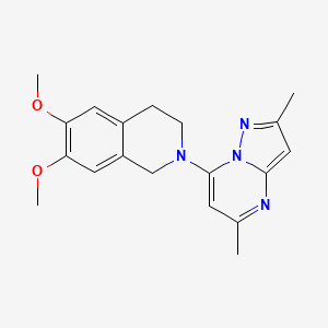 molecular formula C19H22N4O2 B12248935 2-{2,5-Dimethylpyrazolo[1,5-a]pyrimidin-7-yl}-6,7-dimethoxy-1,2,3,4-tetrahydroisoquinoline 