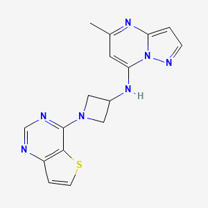 molecular formula C16H15N7S B12248959 N-{5-methylpyrazolo[1,5-a]pyrimidin-7-yl}-1-{thieno[3,2-d]pyrimidin-4-yl}azetidin-3-amine 