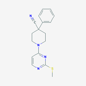 molecular formula C17H18N4S B12249005 1-[2-(Methylsulfanyl)pyrimidin-4-yl]-4-phenylpiperidine-4-carbonitrile 