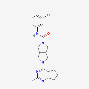 molecular formula C22H27N5O2 B12249016 N-(3-methoxyphenyl)-5-{2-methyl-5H,6H,7H-cyclopenta[d]pyrimidin-4-yl}-octahydropyrrolo[3,4-c]pyrrole-2-carboxamide 