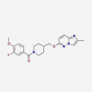 molecular formula C21H23FN4O3 B12249021 1-(3-Fluoro-4-methoxybenzoyl)-4-[({2-methylimidazo[1,2-b]pyridazin-6-yl}oxy)methyl]piperidine 