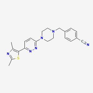 molecular formula C21H22N6S B12249055 4-({4-[6-(2,4-Dimethyl-1,3-thiazol-5-yl)pyridazin-3-yl]piperazin-1-yl}methyl)benzonitrile 