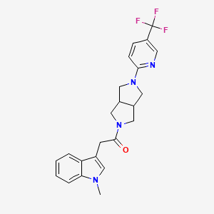 molecular formula C23H23F3N4O B12249070 2-(1-methyl-1H-indol-3-yl)-1-{5-[5-(trifluoromethyl)pyridin-2-yl]-octahydropyrrolo[3,4-c]pyrrol-2-yl}ethan-1-one 