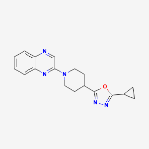 molecular formula C18H19N5O B12249104 2-[4-(5-Cyclopropyl-1,3,4-oxadiazol-2-yl)piperidin-1-yl]quinoxaline 