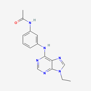 molecular formula C15H16N6O B12249109 N-{3-[(9-ethyl-9H-purin-6-yl)amino]phenyl}acetamide 