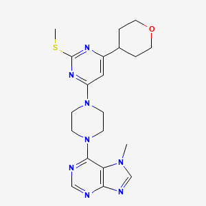 7-methyl-6-{4-[2-(methylsulfanyl)-6-(oxan-4-yl)pyrimidin-4-yl]piperazin-1-yl}-7H-purine