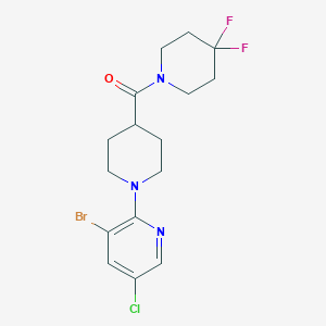 molecular formula C16H19BrClF2N3O B12249124 3-Bromo-5-chloro-2-[4-(4,4-difluoropiperidine-1-carbonyl)piperidin-1-yl]pyridine 