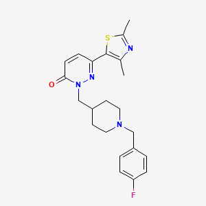 molecular formula C22H25FN4OS B12249153 6-(2,4-Dimethyl-1,3-thiazol-5-yl)-2-({1-[(4-fluorophenyl)methyl]piperidin-4-yl}methyl)-2,3-dihydropyridazin-3-one 