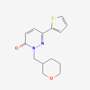 molecular formula C14H16N2O2S B12249155 2-[(Oxan-3-yl)methyl]-6-(thiophen-2-yl)-2,3-dihydropyridazin-3-one 