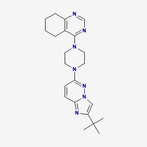 molecular formula C22H29N7 B12249158 4-(4-{2-Tert-butylimidazo[1,2-b]pyridazin-6-yl}piperazin-1-yl)-5,6,7,8-tetrahydroquinazoline 