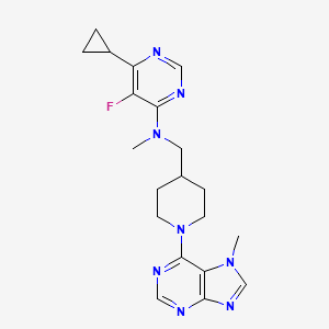 molecular formula C20H25FN8 B12249161 6-cyclopropyl-5-fluoro-N-methyl-N-{[1-(7-methyl-7H-purin-6-yl)piperidin-4-yl]methyl}pyrimidin-4-amine 