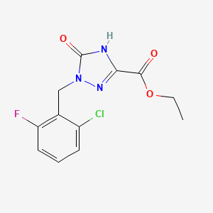 molecular formula C12H11ClFN3O3 B12249173 ethyl 1-[(2-chloro-6-fluorophenyl)methyl]-5-oxo-4,5-dihydro-1H-1,2,4-triazole-3-carboxylate 