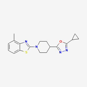 molecular formula C18H20N4OS B12249224 2-[4-(5-Cyclopropyl-1,3,4-oxadiazol-2-yl)piperidin-1-yl]-4-methyl-1,3-benzothiazole 