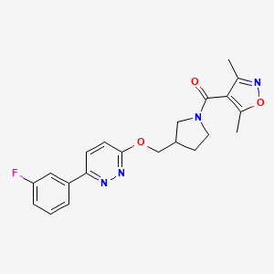 molecular formula C21H21FN4O3 B12249229 3-{[1-(3,5-Dimethyl-1,2-oxazole-4-carbonyl)pyrrolidin-3-yl]methoxy}-6-(3-fluorophenyl)pyridazine 