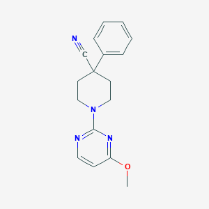 molecular formula C17H18N4O B12249256 1-(4-Methoxypyrimidin-2-yl)-4-phenylpiperidine-4-carbonitrile 