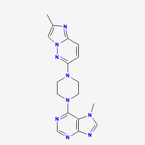 molecular formula C17H19N9 B12249281 7-methyl-6-(4-{2-methylimidazo[1,2-b]pyridazin-6-yl}piperazin-1-yl)-7H-purine 