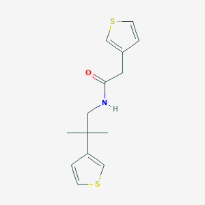 molecular formula C14H17NOS2 B12249283 N-[2-methyl-2-(thiophen-3-yl)propyl]-2-(thiophen-3-yl)acetamide 