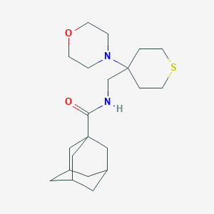 molecular formula C21H34N2O2S B12249344 N-{[4-(morpholin-4-yl)thian-4-yl]methyl}adamantane-1-carboxamide 