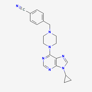 molecular formula C20H21N7 B12249350 4-{[4-(9-cyclopropyl-9H-purin-6-yl)piperazin-1-yl]methyl}benzonitrile 