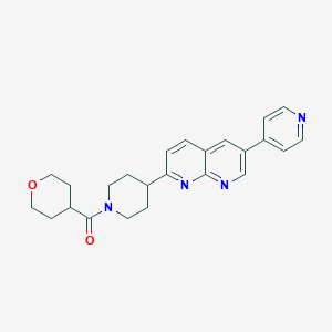 molecular formula C24H26N4O2 B12249387 2-[1-(Oxane-4-carbonyl)piperidin-4-yl]-6-(pyridin-4-yl)-1,8-naphthyridine 