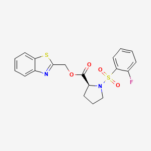molecular formula C19H17FN2O4S2 B1224940 (2S)-1-(2-氟苯基)磺酰基-2-吡咯烷甲酸 1,3-苯并噻唑-2-基甲酯 