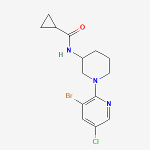 molecular formula C14H17BrClN3O B12249433 N-[1-(3-bromo-5-chloropyridin-2-yl)piperidin-3-yl]cyclopropanecarboxamide 