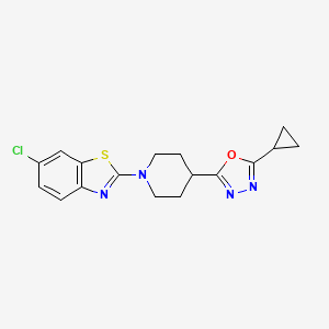 molecular formula C17H17ClN4OS B12249460 6-Chloro-2-[4-(5-cyclopropyl-1,3,4-oxadiazol-2-yl)piperidin-1-yl]-1,3-benzothiazole 