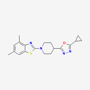 molecular formula C19H22N4OS B12249466 2-[4-(5-Cyclopropyl-1,3,4-oxadiazol-2-yl)piperidin-1-yl]-4,6-dimethyl-1,3-benzothiazole 