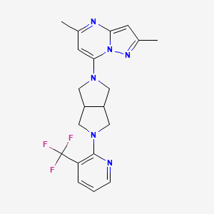 molecular formula C20H21F3N6 B12249470 2-(5-{2,5-Dimethylpyrazolo[1,5-a]pyrimidin-7-yl}-octahydropyrrolo[3,4-c]pyrrol-2-yl)-3-(trifluoromethyl)pyridine 