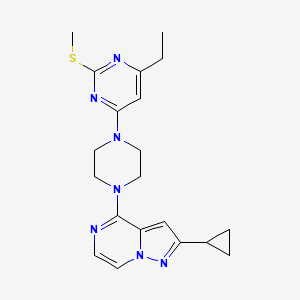 4-(4-{2-Cyclopropylpyrazolo[1,5-a]pyrazin-4-yl}piperazin-1-yl)-6-ethyl-2-(methylsulfanyl)pyrimidine