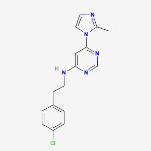 molecular formula C16H16ClN5 B12249501 N-[2-(4-chlorophenyl)ethyl]-6-(2-methyl-1H-imidazol-1-yl)pyrimidin-4-amine 