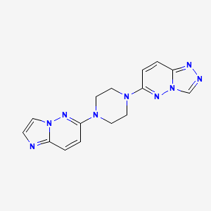 molecular formula C15H15N9 B12249507 1-{Imidazo[1,2-b]pyridazin-6-yl}-4-{[1,2,4]triazolo[4,3-b]pyridazin-6-yl}piperazine 