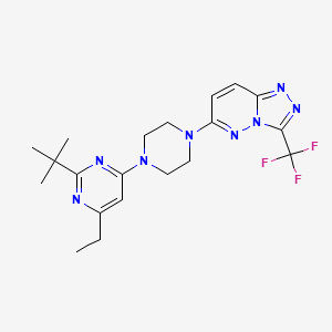 molecular formula C20H25F3N8 B12249517 2-Tert-butyl-4-ethyl-6-{4-[3-(trifluoromethyl)-[1,2,4]triazolo[4,3-b]pyridazin-6-yl]piperazin-1-yl}pyrimidine 