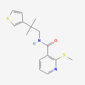 molecular formula C15H18N2OS2 B12249520 N-[2-methyl-2-(thiophen-3-yl)propyl]-2-(methylsulfanyl)pyridine-3-carboxamide 