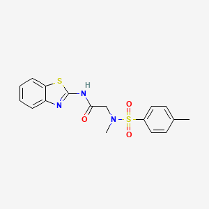 molecular formula C17H17N3O3S2 B1224957 N-(1,3-benzothiazol-2-yl)-2-[methyl-(4-methylphenyl)sulfonylamino]acetamide 