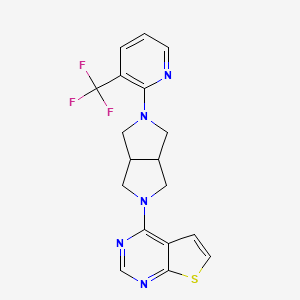 molecular formula C18H16F3N5S B12249622 2-(5-{Thieno[2,3-d]pyrimidin-4-yl}-octahydropyrrolo[3,4-c]pyrrol-2-yl)-3-(trifluoromethyl)pyridine 