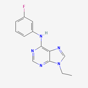 molecular formula C13H12FN5 B12249663 9-ethyl-N-(3-fluorophenyl)-9H-purin-6-amine 