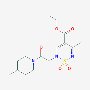 ethyl 5-methyl-2-[2-(4-methylpiperidin-1-yl)-2-oxoethyl]-1,1-dioxo-2H-1lambda6,2,6-thiadiazine-4-carboxylate