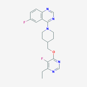 molecular formula C20H21F2N5O B12249708 4-(4-{[(6-Ethyl-5-fluoropyrimidin-4-yl)oxy]methyl}piperidin-1-yl)-6-fluoroquinazoline 