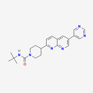 molecular formula C22H26N6O B12249733 N-tert-butyl-4-[6-(pyrimidin-5-yl)-1,8-naphthyridin-2-yl]piperidine-1-carboxamide 