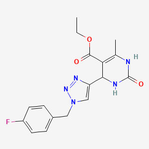 molecular formula C17H18FN5O3 B12249923 ethyl 4-{1-[(4-fluorophenyl)methyl]-1H-1,2,3-triazol-4-yl}-6-methyl-2-oxo-1,2,3,4-tetrahydropyrimidine-5-carboxylate 