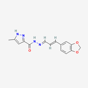 molecular formula C15H14N4O3 B1225003 N'-[3-(1,3-苯并二氧杂环-5-基)-2-丙烯-1-亚甲基]-5-甲基-1H-吡唑-3-甲酰肼 