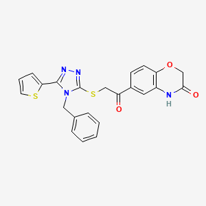 molecular formula C23H18N4O3S2 B1225006 6-[1-氧代-2-[[4-(苯甲基)-5-噻吩-2-基-1,2,4-三唑-3-基]硫代]乙基]-4H-1,4-苯并恶嗪-3-酮 