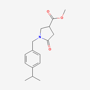 molecular formula C16H21NO3 B12250220 Methyl 5-oxo-1-{[4-(propan-2-yl)phenyl]methyl}pyrrolidine-3-carboxylate 