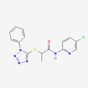 molecular formula C15H13ClN6OS B1225029 N-(5-chloro-2-pyridinyl)-2-[(1-phenyl-5-tetrazolyl)thio]propanamide 