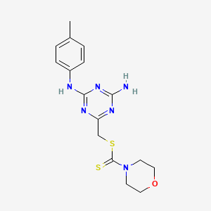 molecular formula C16H20N6OS2 B1225036 4-Morpholinecarbodithioic acid [4-amino-6-(4-methylanilino)-1,3,5-triazin-2-yl]methyl ester 